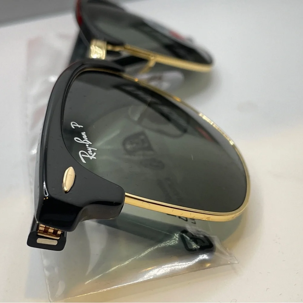 RAY BAN Clubmaster RB3016 901 58 Black Square Unisex Polarized 51 mm authentic